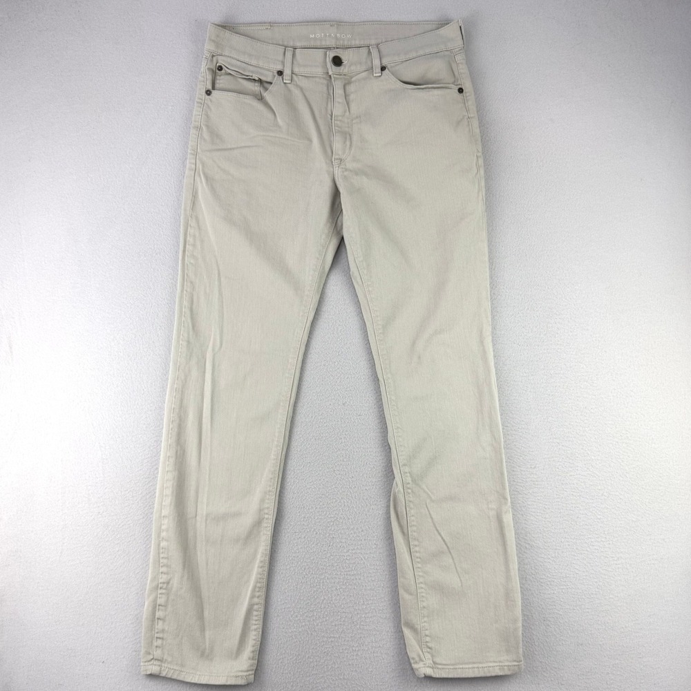 Mott & Bow Slim Fit Chino Pants Mens 33x32 Tan Twill Stretch Casual Five Pocket
